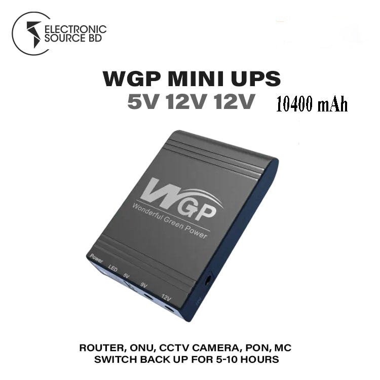 WGP Mini UPS 10400 mAh DC UPS for Router, Onu, CCTV 5 12 12 Volt Output (5,9,12 & Y Cable)