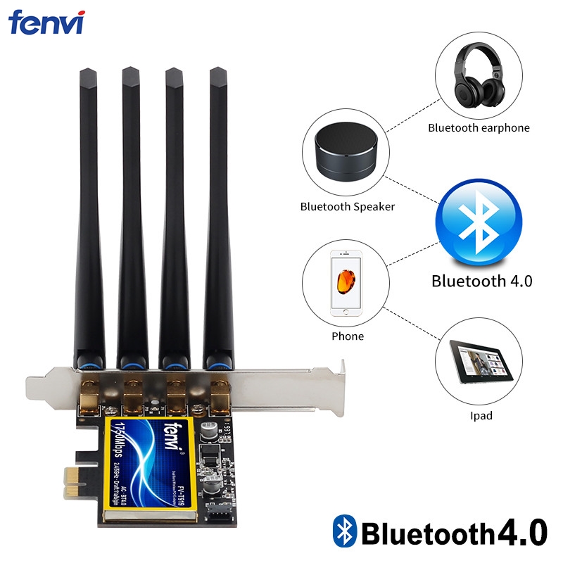 1750Mbps Fenvi T919 PCIe WiFi Card Adapter BCM94360 For MacOS Hackintosh Bluetooth 4.0 802.11ac 2.4G/5GHz Dual Band Desktop PC. 