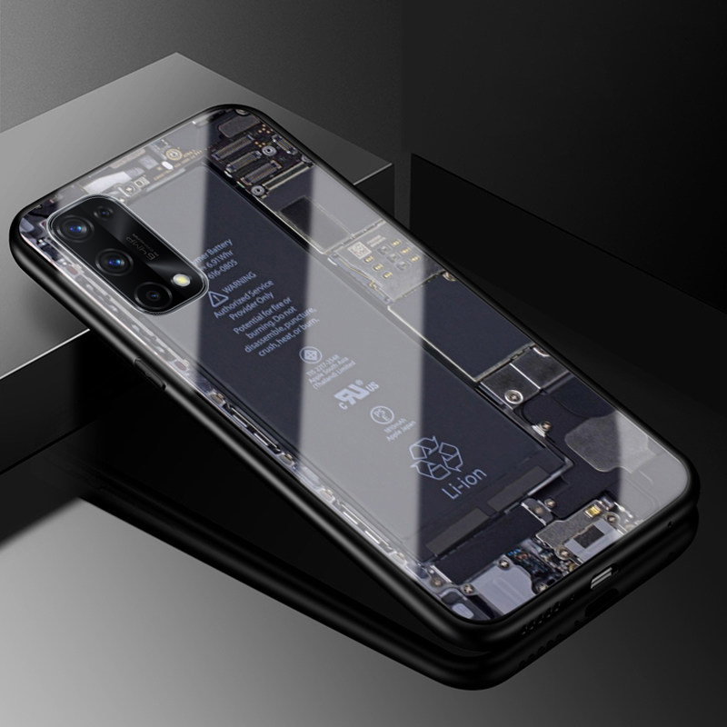 For Realme 7 Pro Back Cover Version Theme Case Tempered Glass Protection shockproof Cover for Realme7 Pro case Transparent Circuit Board Design Full Coverage Phone cases. 