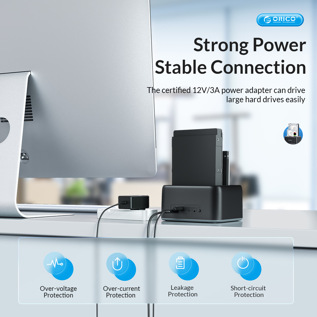 ORICO 6829C3-C And 6819-C3 2.5"/3.5" SATA HDD/SSD Dual-bay Dock with Offline Clone Function Support UASP 12V3A Power Adapter for HDD/SSD.. 