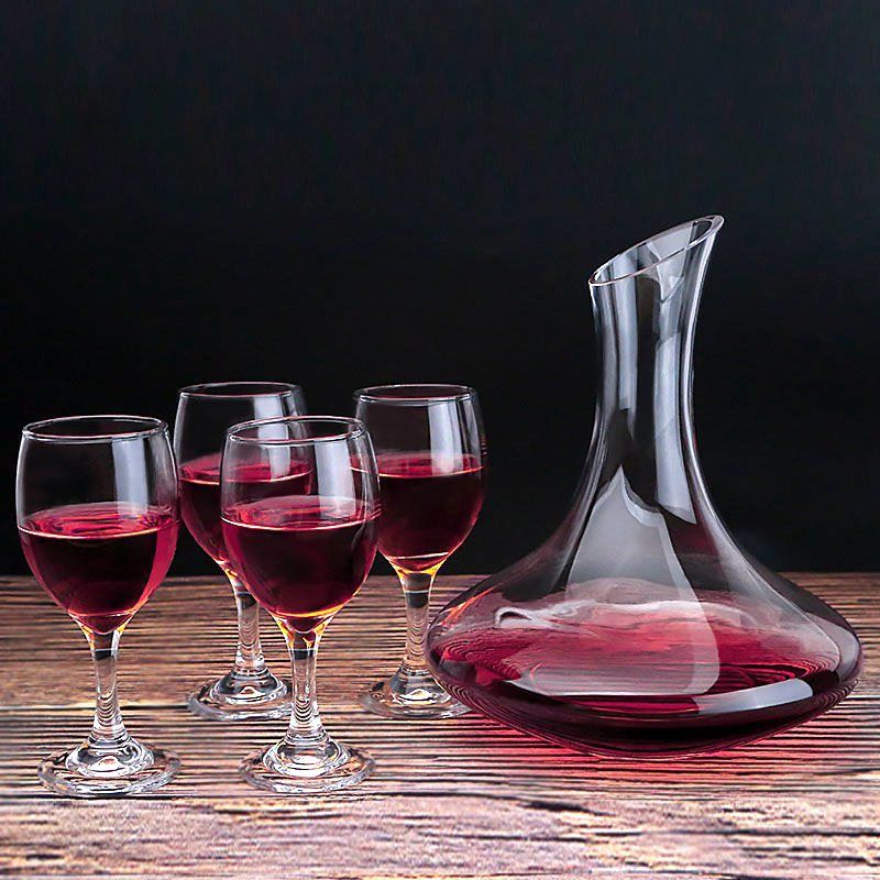 Red Glass Set Household Hotel Restaurant Goblet Decanter Glass TASS. 