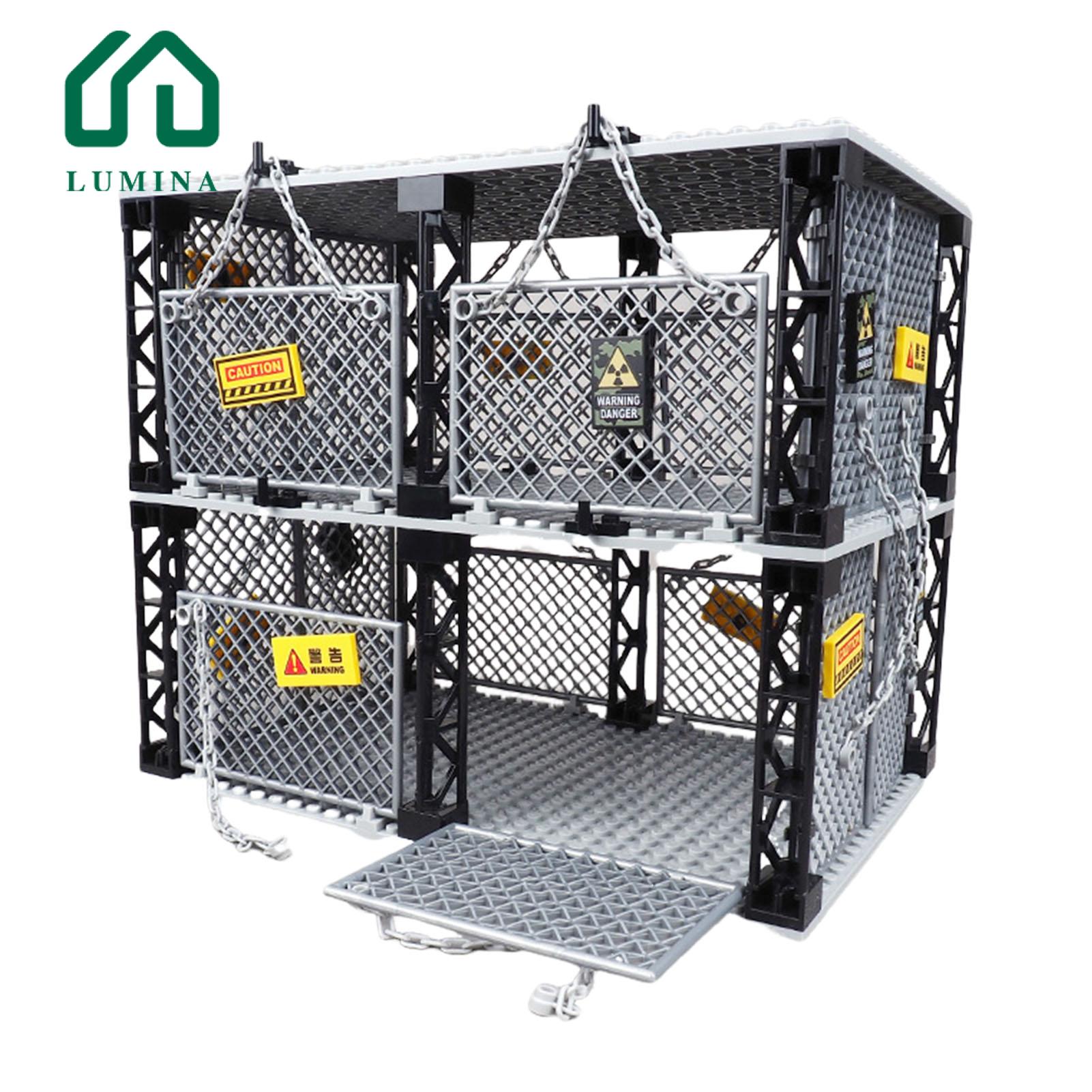 Lumina Cage Building Block Kit Double Layers Cage Building Block Toy Educational Doomsday Scene Model for Boys Girls Desktop Decoration Toddler Gift Prisoner Cage Building Toy