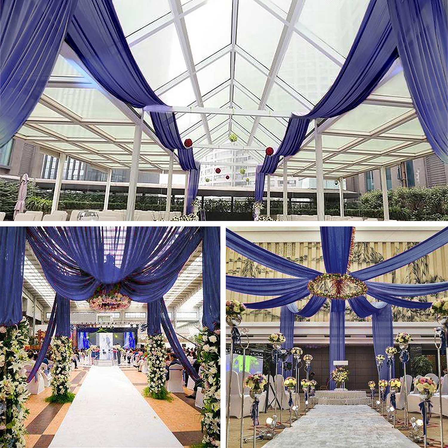 6 Panels Chiffon Ceiling Drapes Long Vaulted Draping Fabric DIY Wedding Drapes Curtains (5ftx10ft/5ftx20ft ). 