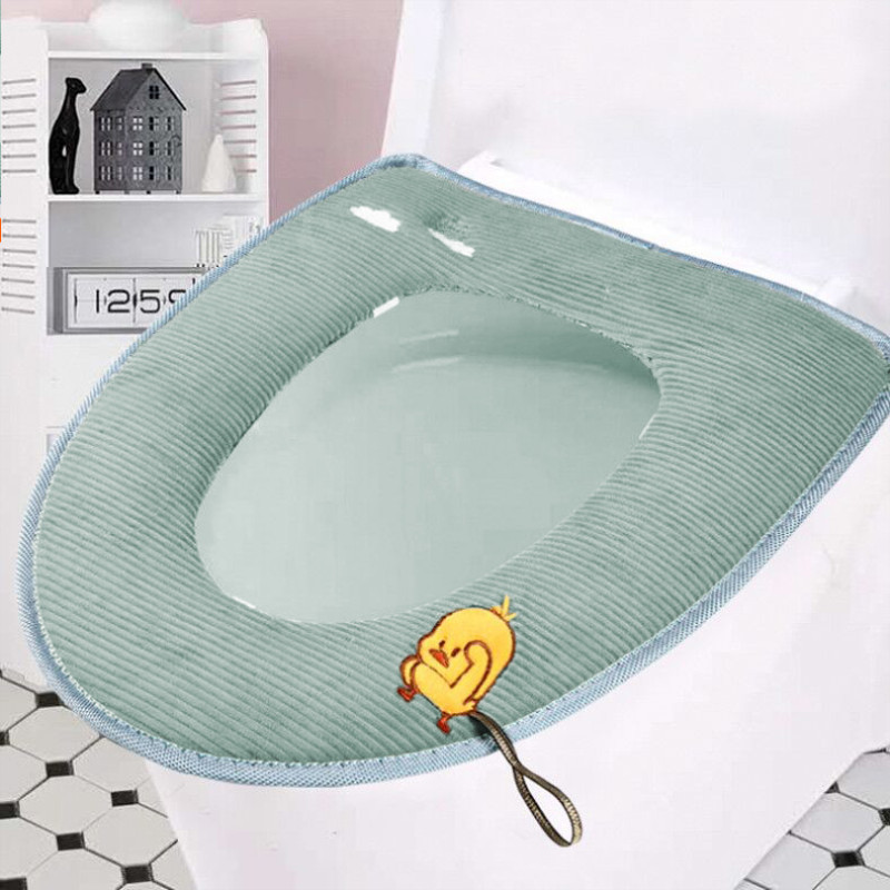 Toilet seat duckling, thickened cushion cover, corduroy hook and loop style, no home mat, coral velvet toilet seat mail bag. 