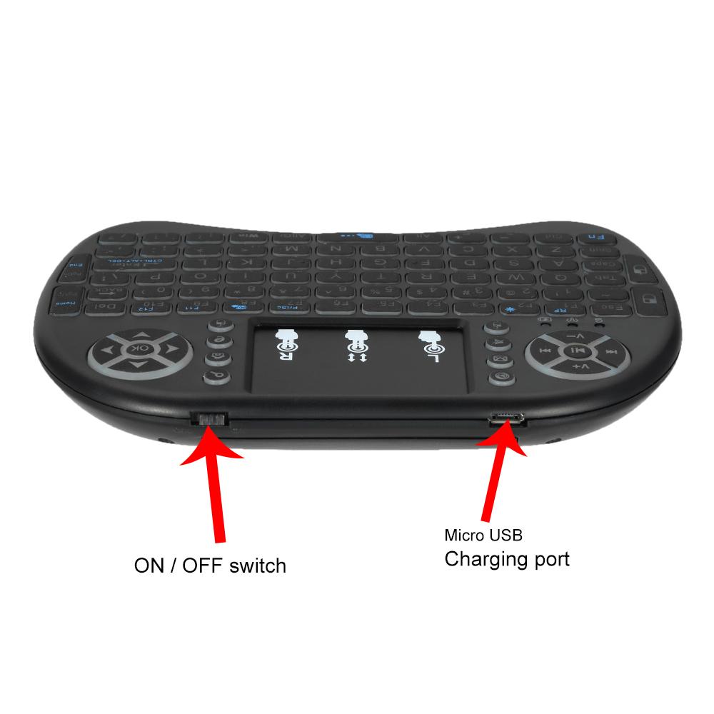 3 Colour Backlit Wireless Mini Keyboard With Touchpad Mouse- Gaming - Rechargeable - Wireless Mouse Keyboard COMBO For Android TV Box /  PC / Laptop. 