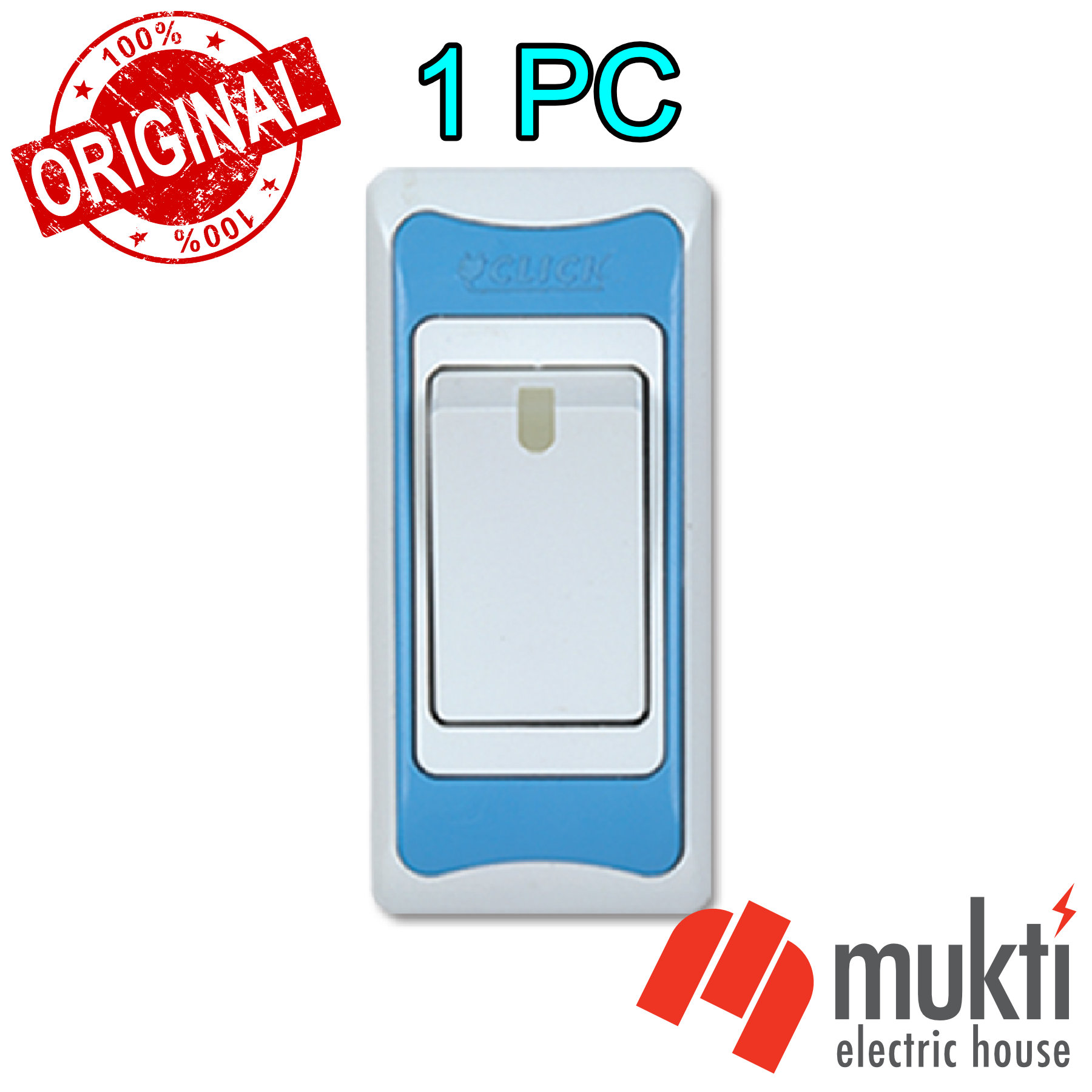 Click Duplex Series 6A One Way Piano Gang Switch Premium Quality 1Way Socket