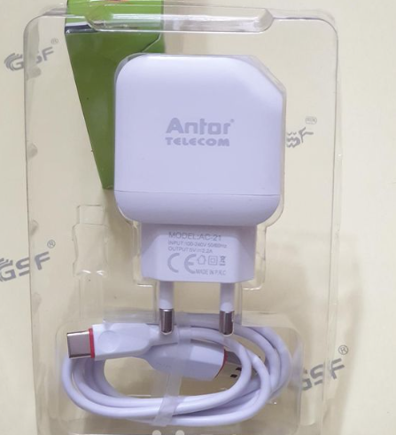 Antor 2.1A Android  USB Charger (Type-C). 