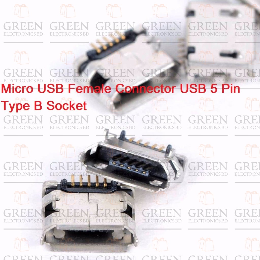 10Pcs- Micro USB Female Connector USB DIP 5 Pin Type B Socket Adapter Solder Port Soldering Repair Parts Panel Mount For Mobile Phone Charger. 