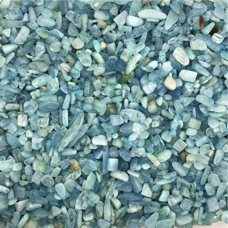 【happy one】Drop Shipping 50g 5-8mm Natural Tumbled Crystal Aquamarine Stone Gemstone Reiki Decor Natural Stones and Crystals. 