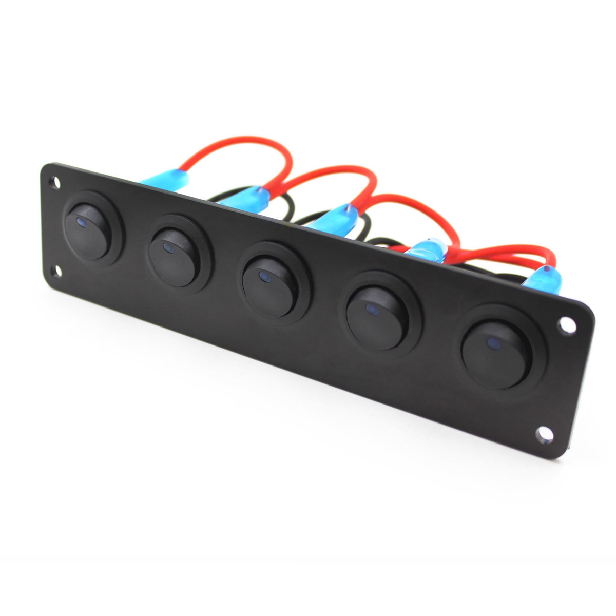 Waterproof 5 Gang Accessories Round Dash Rocker Toggle Switch Panel for RV Ship Yacht Marine Car Marine Ship Red. 
