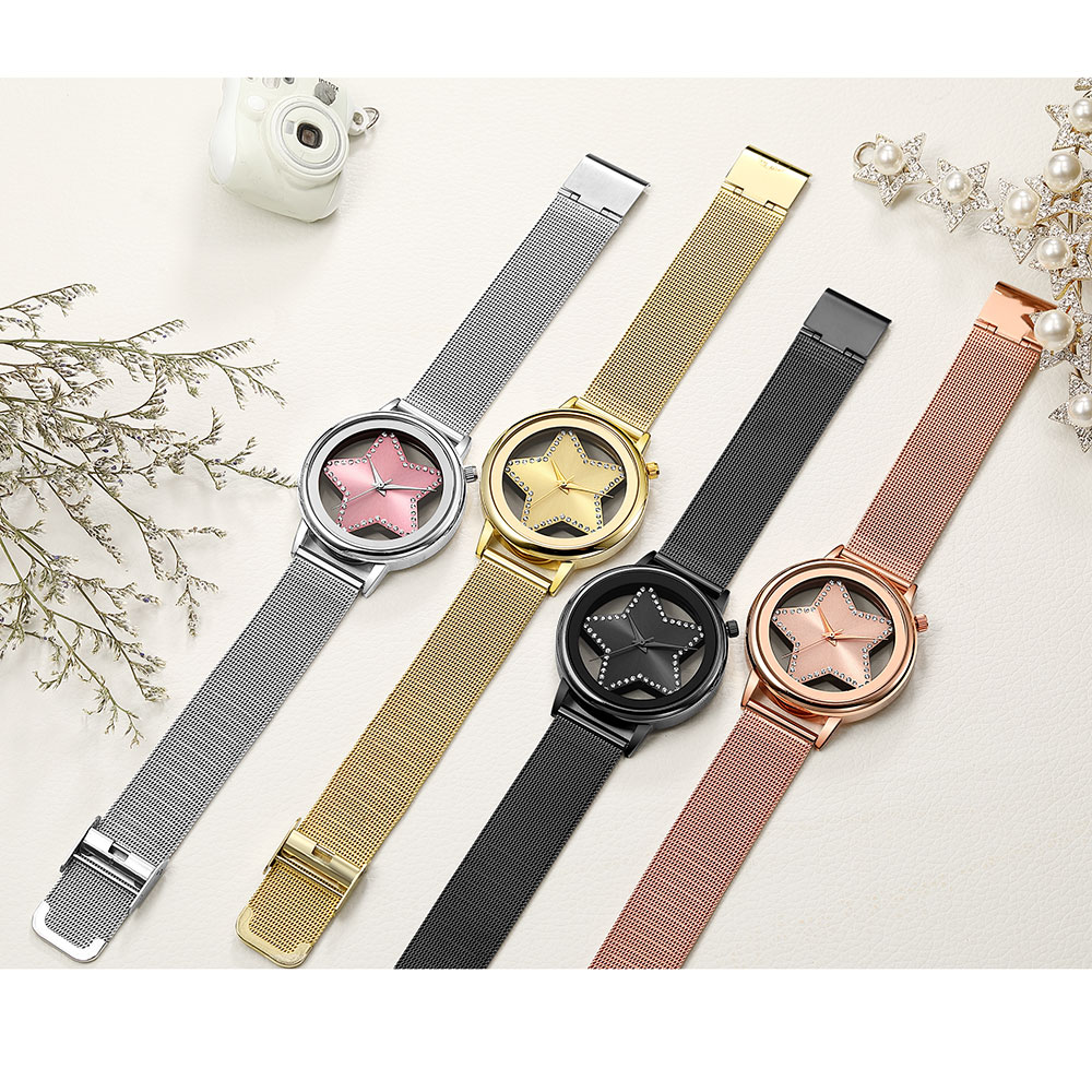 【VisioN Shop】GEEKTHINK Luxury Quartz Watch Women Fashion steel star Analog round Relogio Relojes Mujer Wrist watch. 