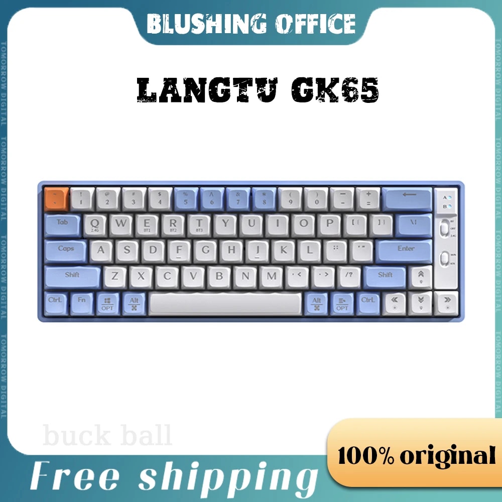 Langtu GK65 Wireless Mechanical Gamer Keyboard 65Keys 3-Mode USB/2.4G/Bluetooth Keyboard RGB Backlit Hot Swap Office PC Keyboard