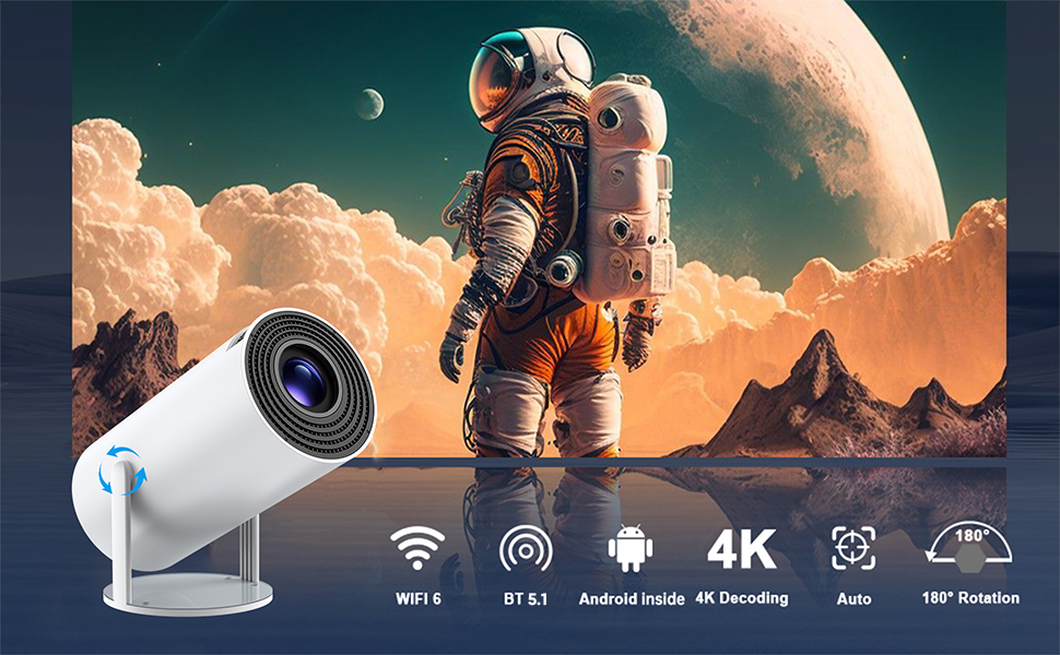 Home Theatre Android Smart Projector HY300 4K  WiFi Bluetooth portable Projector Price in Bangleadesh. 