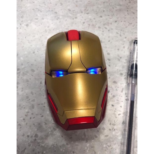 Mute Mouse 2.4Ghz Super Hero Computer Mouse Iron Man Wireless Mouse Led Battery Powered Optical Gaming Mice with Nano USB Receiver 1600DPI Silent Mouse for Notebook, PC, Laptop. 
