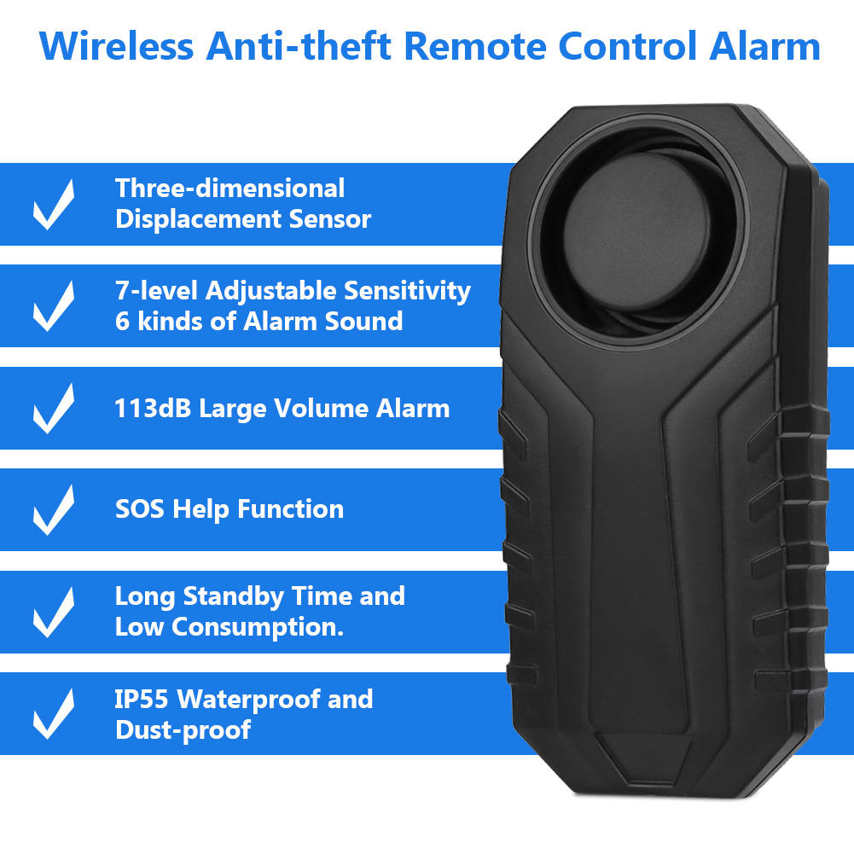 MR-22R2 Wireless Bicycle Bike Anti- Alarm Security Remote Control Lock IP55 Waterproof Loud Sound. 