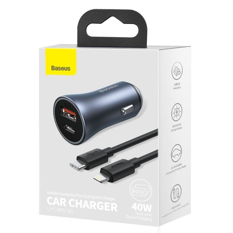 Baseus 40W Car Charger USB Fast Phone Charger with QC 4.0 3.0 Quick Charge Type C PD Charger For iP 14 13 12 Max Pro