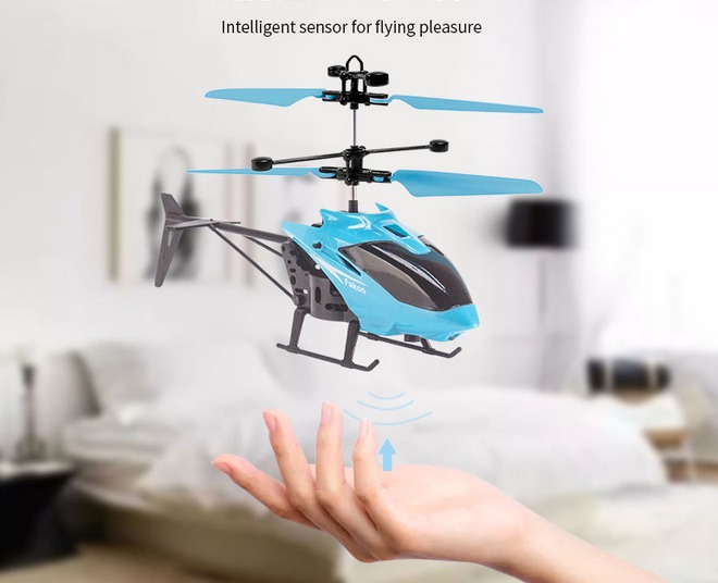 Helicopter Sensor Remote Control Helicopter-Mini Flying Hand Sensor Helicopter Aircraft Suspension Induction LED Light Kids Toy Gift. 