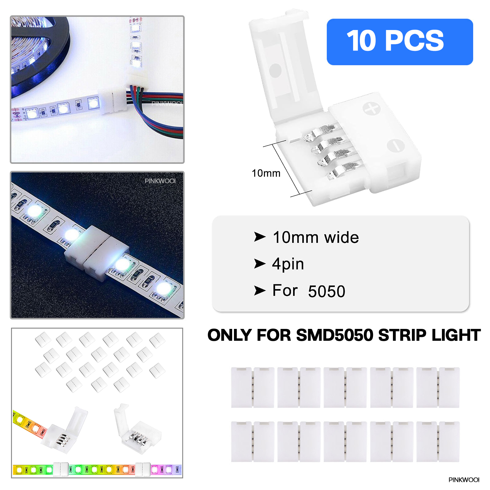 Connectors For Led Strip Lights Amefil 8mm LED Connectors 4-Pin RGB 8X L Shape Corner Connector,10x... Led Strip Light Connectors - Foto 5