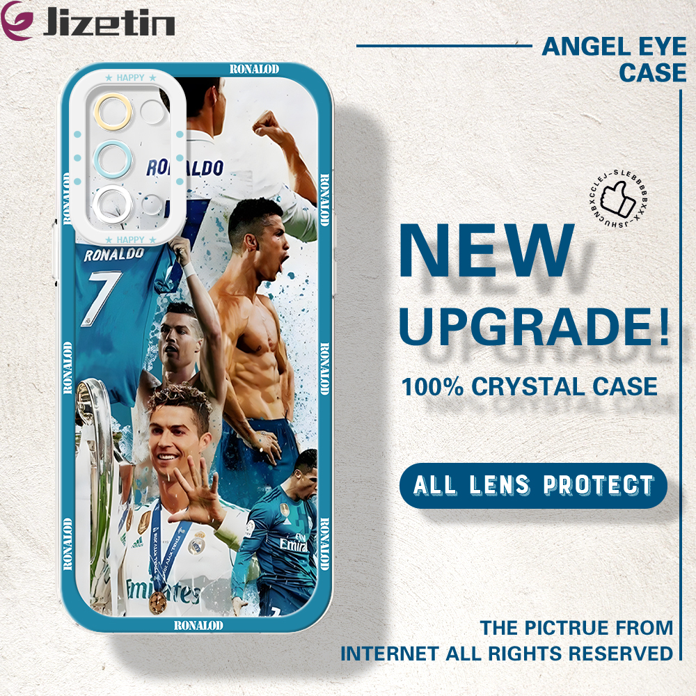 Jizetin for OPPO A74 5G Back Cover Crystal Transparent Ronaldo Star Soft Full Camera Cover Protection Phone Cases