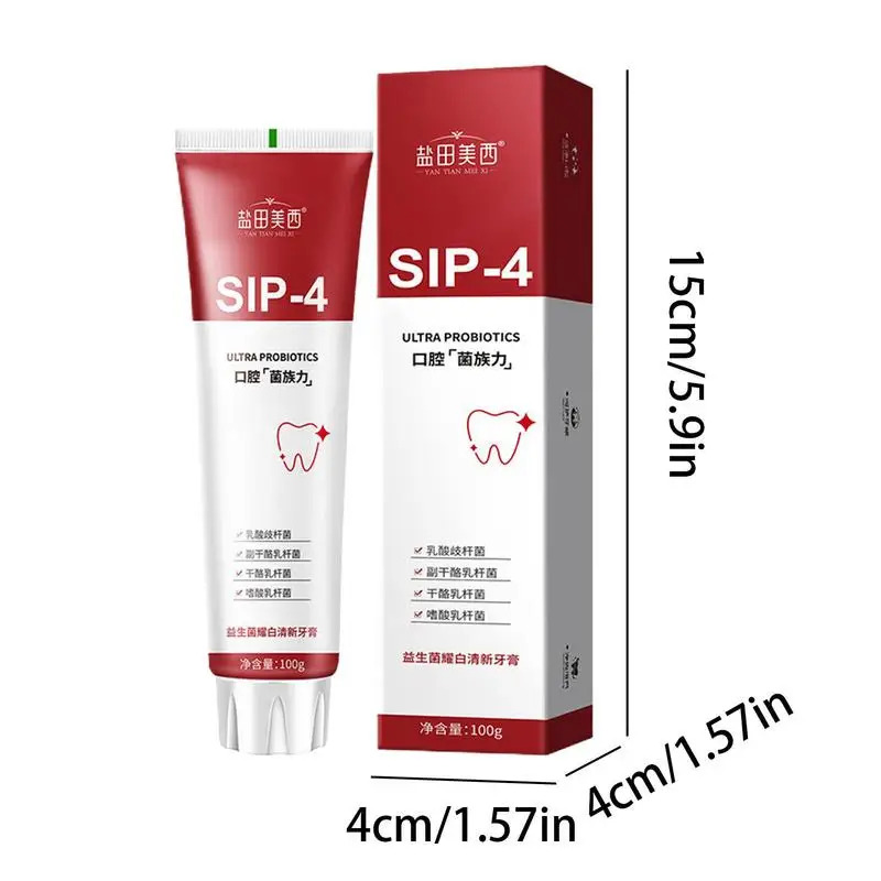 Sip-4 Probiotic Whitening Toothpaste Brightening & Stain Removing Sp-4 Probiotic Toothpaste Fresh Breath Teeth Whiten Toothpaste. 