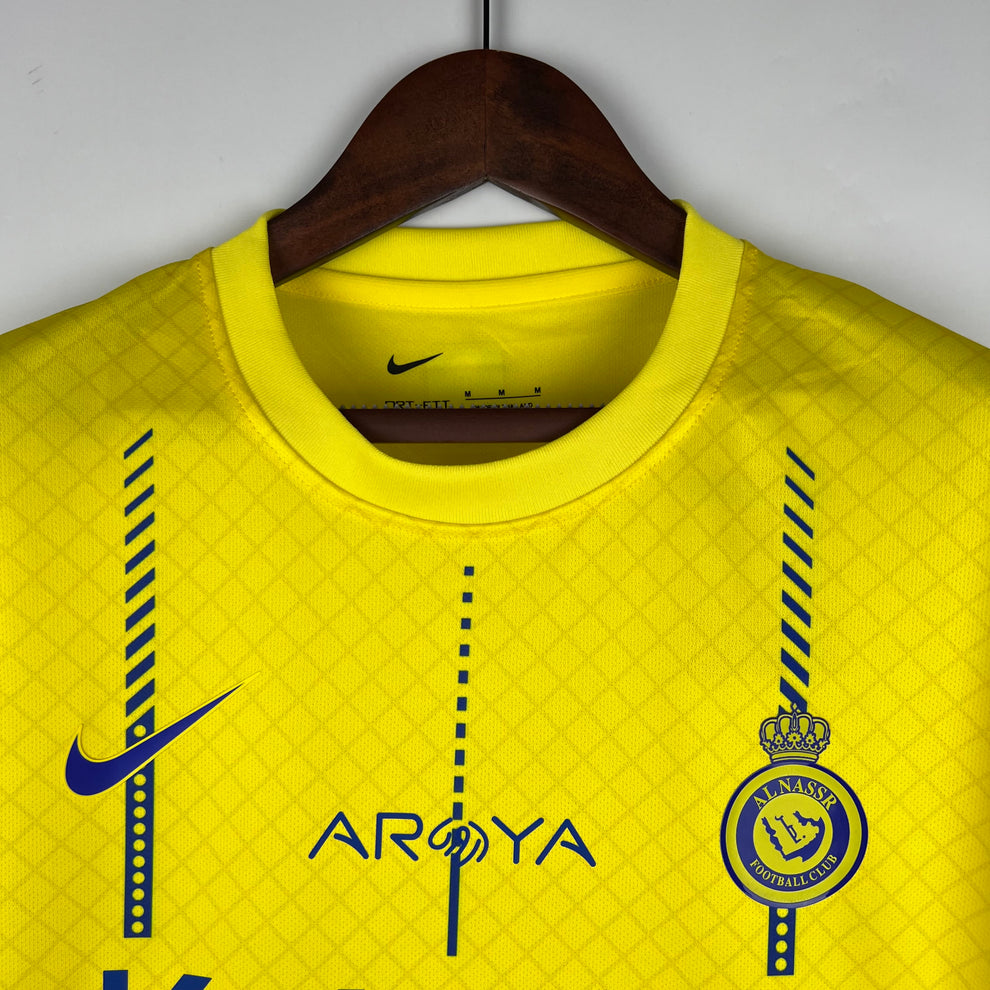 Al Nassr Home Jersey - Show Your Support For Al Nassr With This Premium-Quality Home Jersey For The 2023-24 Season - Featuring Ronaldo'S New Jersey Design. 