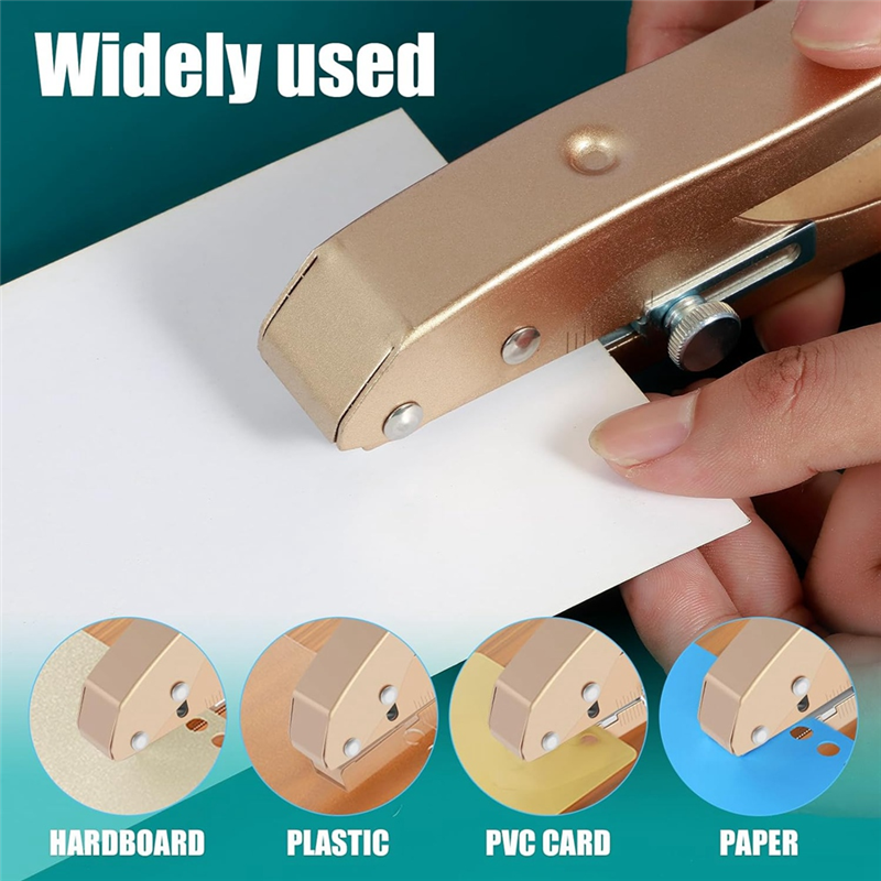 Single Hole Punch Heavy Duty Hole Puncher Edge Banding Punching Plier with Scale for Paper Cards Plastic Cardboard Easy to Use. 