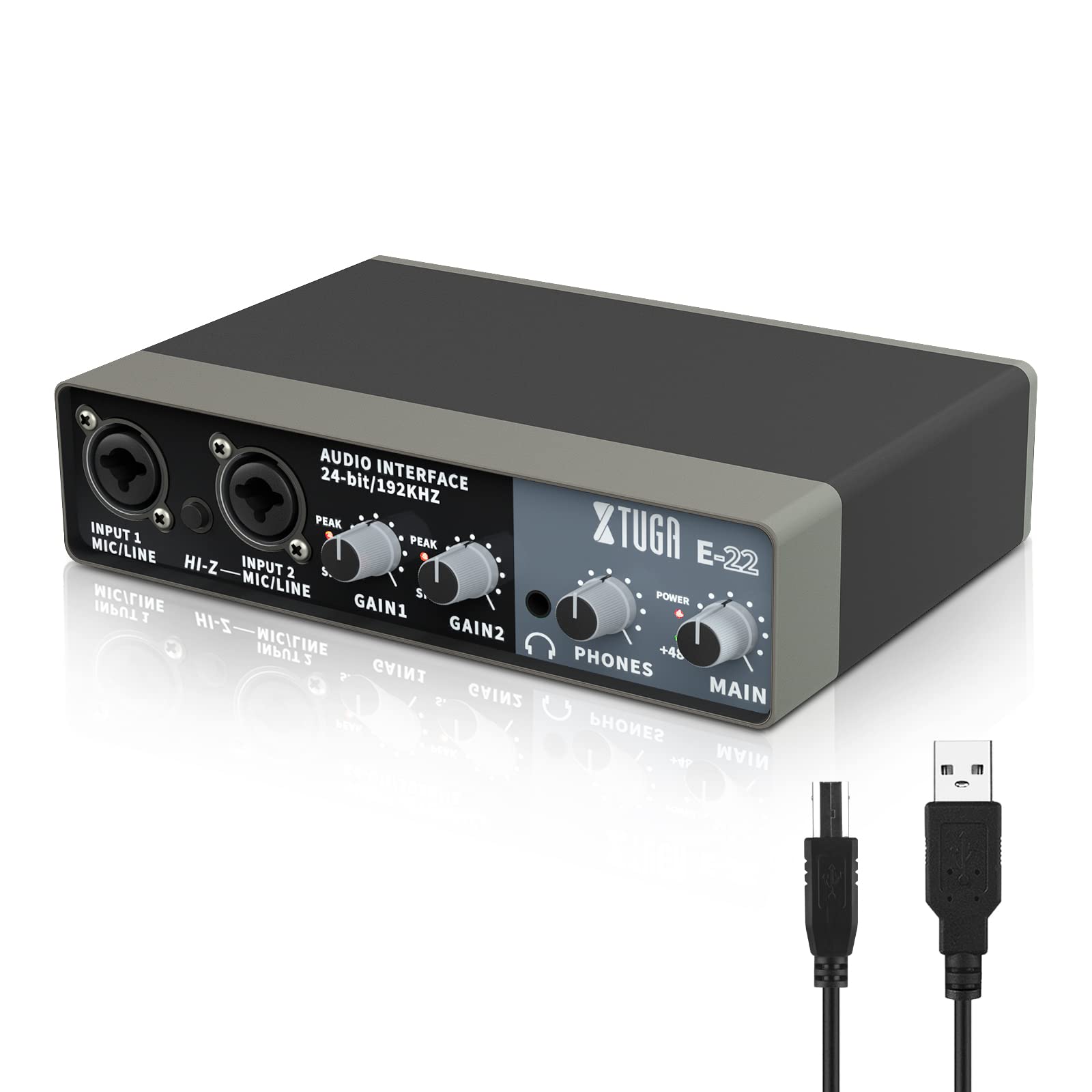 XTUGA E22 Audio Interface Sound Card with Monitoring,Electric Guitar Live Recording Professional Sound Card For Studio,Singing. 