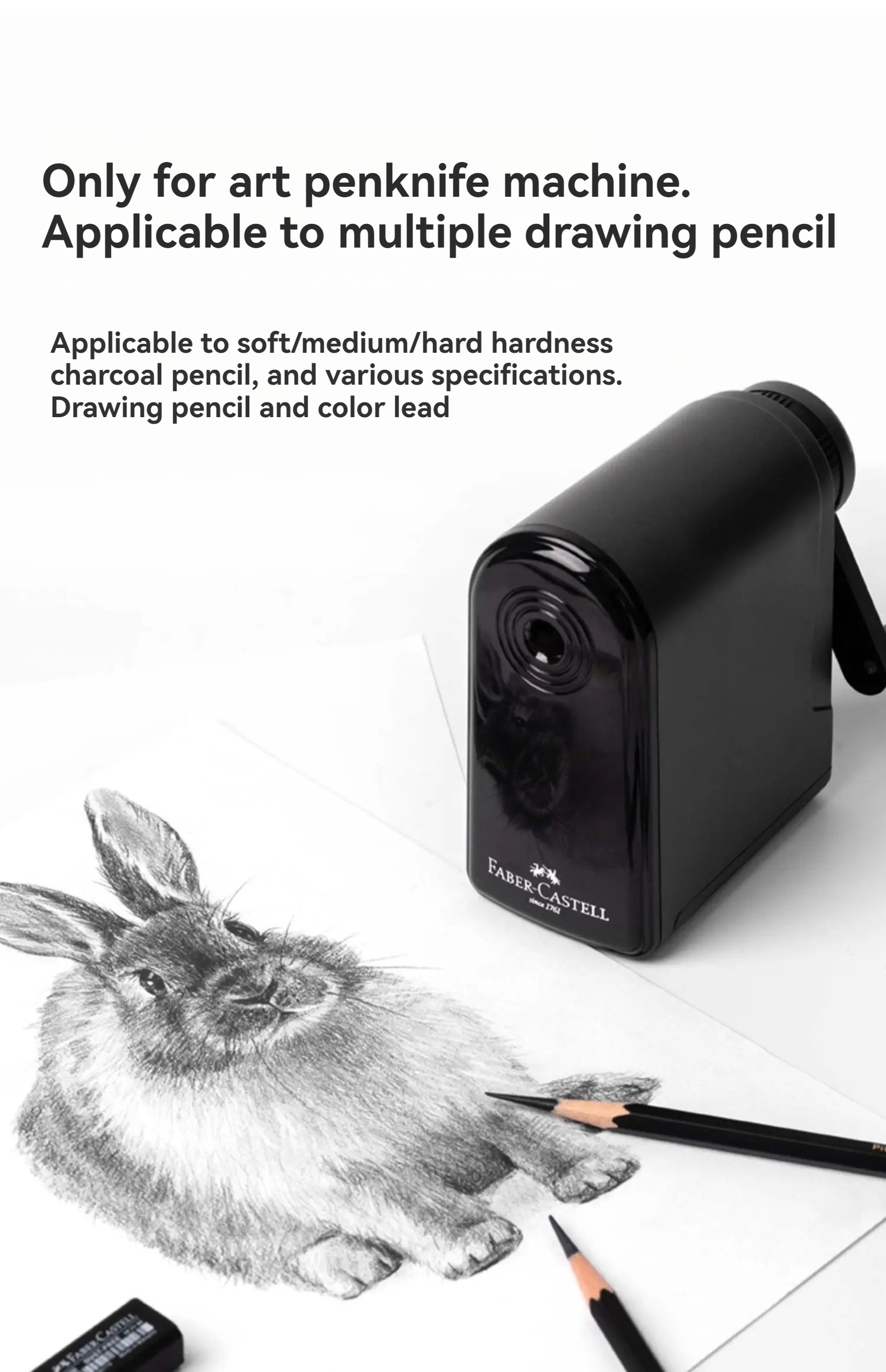 Faber Castell Artists Long Point Pencil Sharpener Manual for Art Charcoal Pencils/Drawing/Sketching Pencils Adjustable Points. 