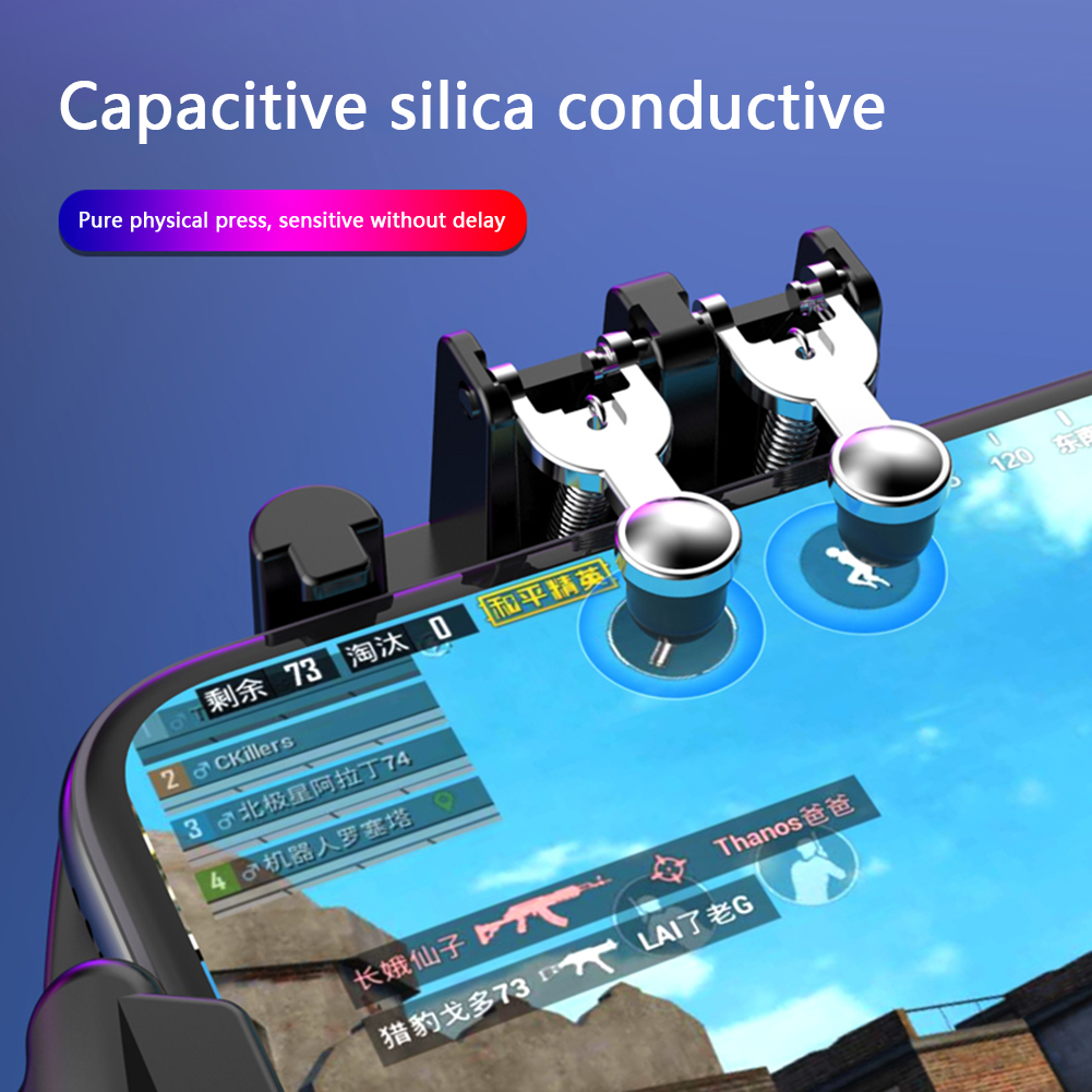 For PUBG Mobile Joystick Controller L1R1 Trigger Gamepad for iOS Android Six 6 Finger Elements Mobile Gamepad Cooling Fan. 