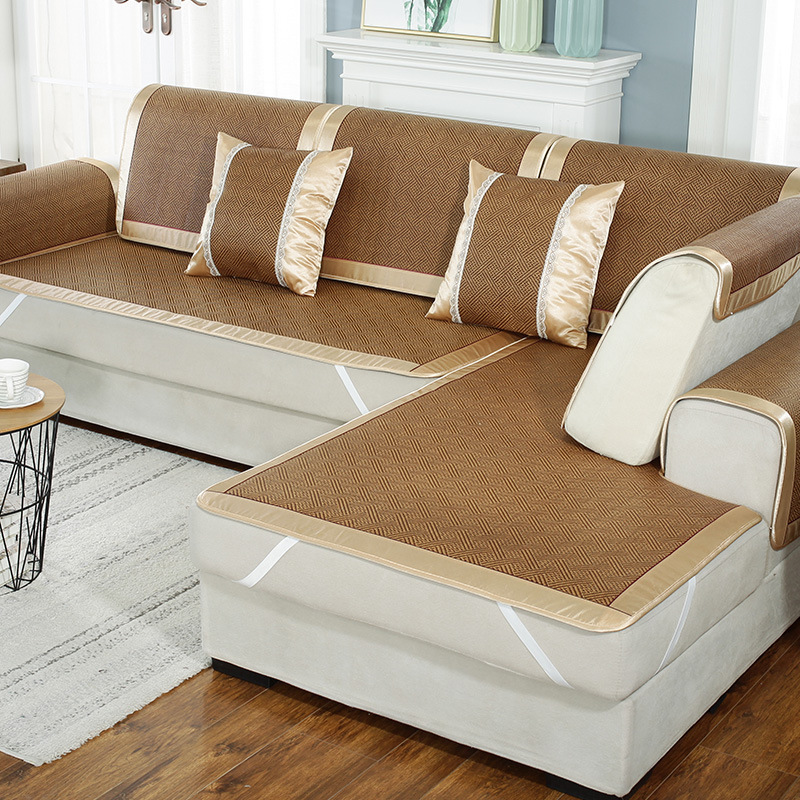 rattan mat sofa cushion, summer ice silk mat, four seasons classic universal sofa cover, living room anti-slip backrest, rattan mat wholesale