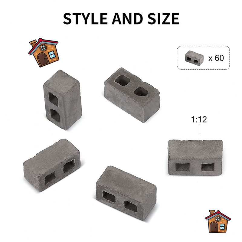 240 Packs Cinder Blocks 1/12 Scale Mini Bricks Concrete Miniature Bricks Tiny Landscaping Accessories. 