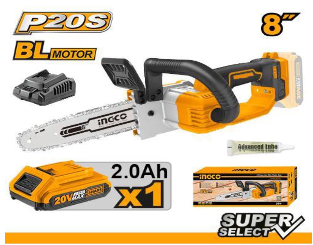 LI-ION CORDLESS CHAINSAW 20V INGCO-CGSLI20851