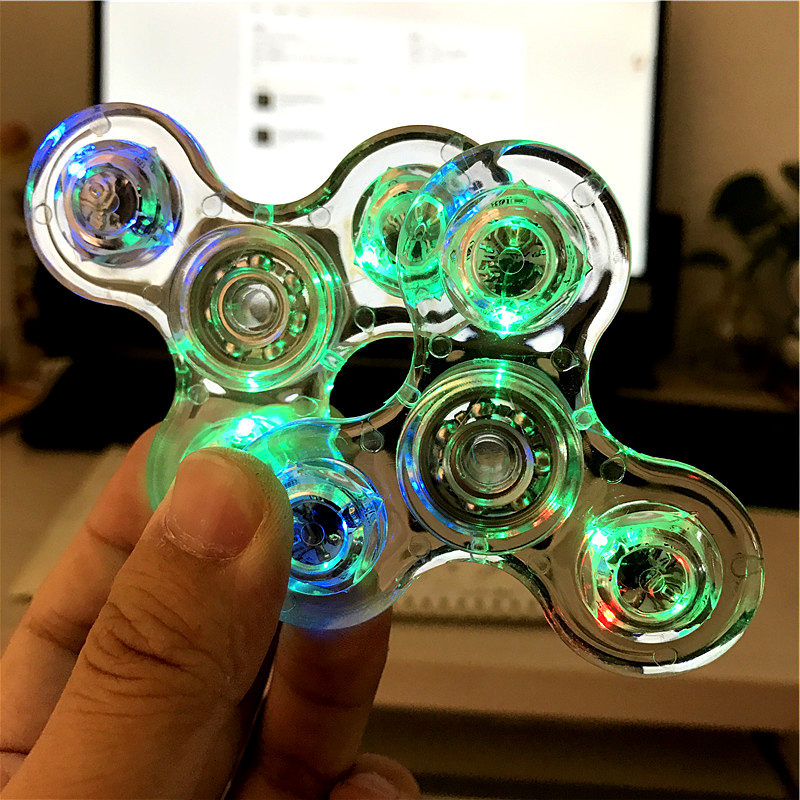Luminous LED light Fidget Spinner Hand Top Spinners Glow in Dark Light EDC Figet Spiner Finger Stress Relief Toys. 