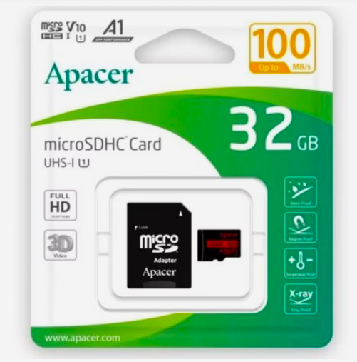 Apacer 32GB MicroSDXC Full HD 3D(5y warranty/water/magnet/temperature Proof,maUHS-I, U1,A1 v10 32GB Official Memory Card