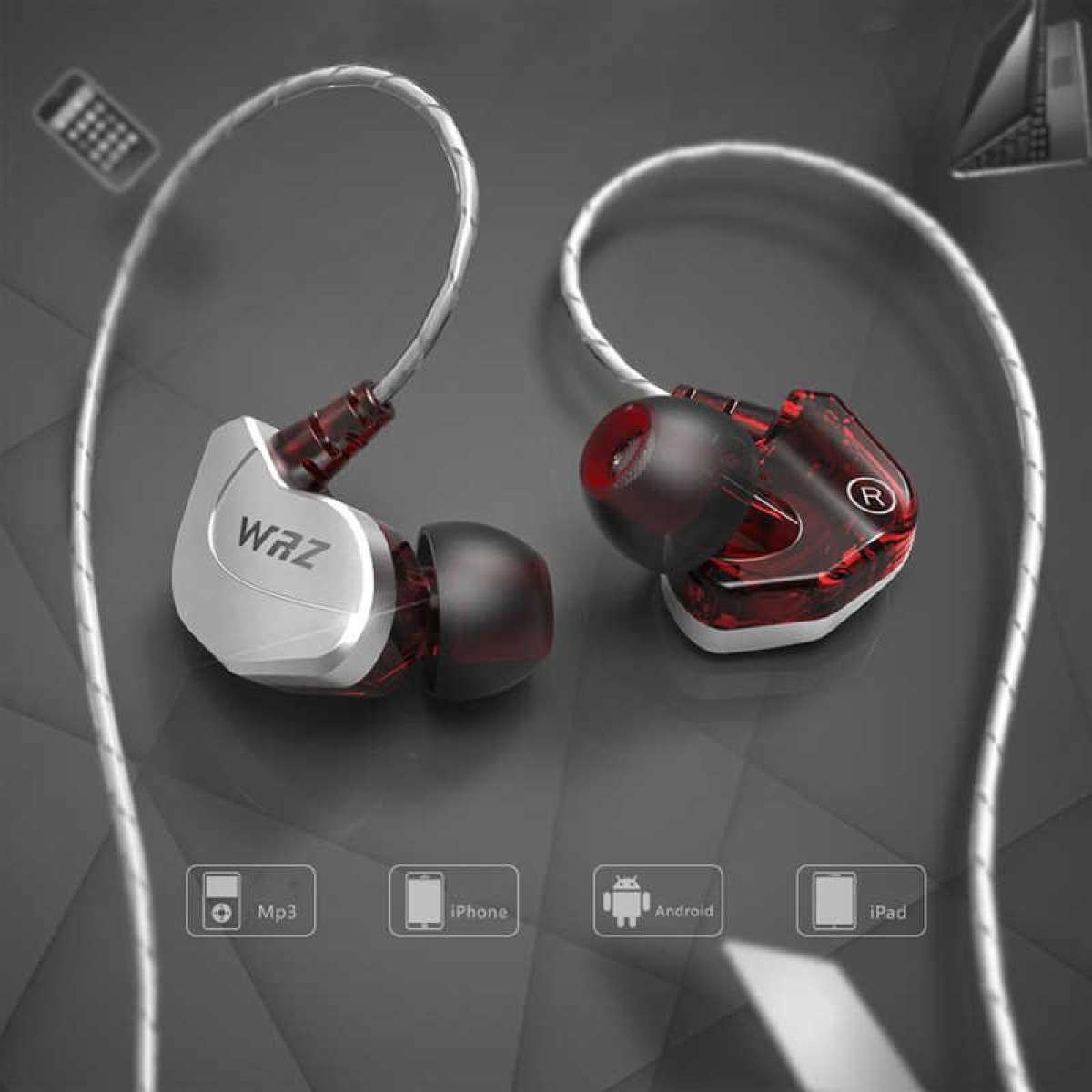 WRZ-X6 In-Ear Wired Headphones Noise Isolating Earphones Heavy Bass
