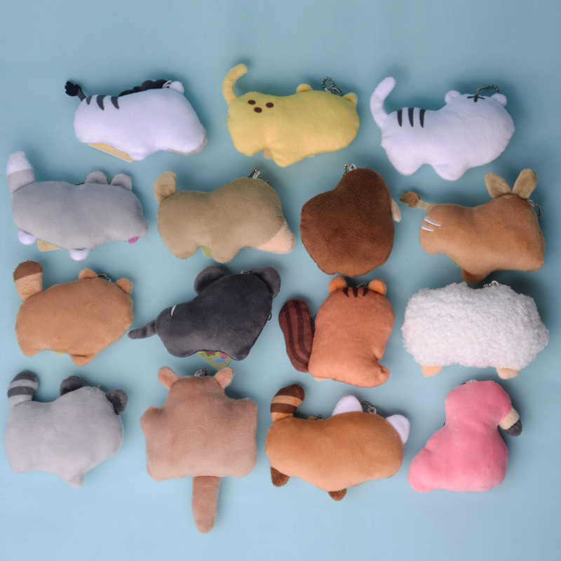 4 Inch Zoo Plush Pendant Cute Bean Eye Lamb Raccoon Squirrel Zebra Plush Key Chain Capsule Toy. 