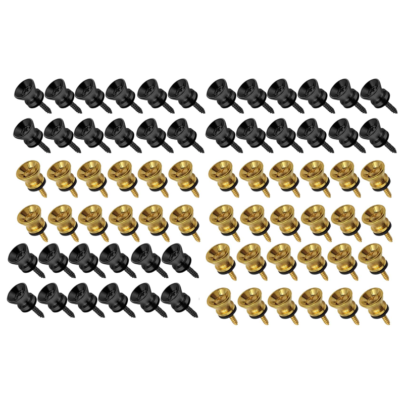 72Pcs Guitar Strap Locks Metal Strap Button Metal End Pins Flat for Acoustic Classical Electric Guitar Bass Ukulele