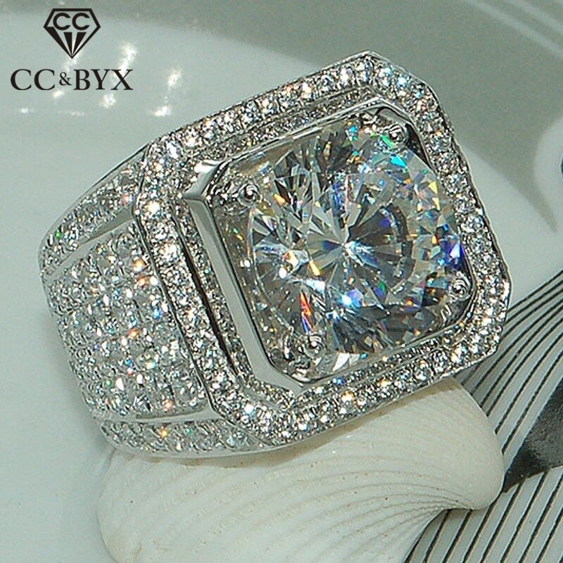 【happy one】CC Men Ring Cubic Luxury Jewelry Bridegroom Trendy Jewelry Engagement Party Domineering Ringen CC804