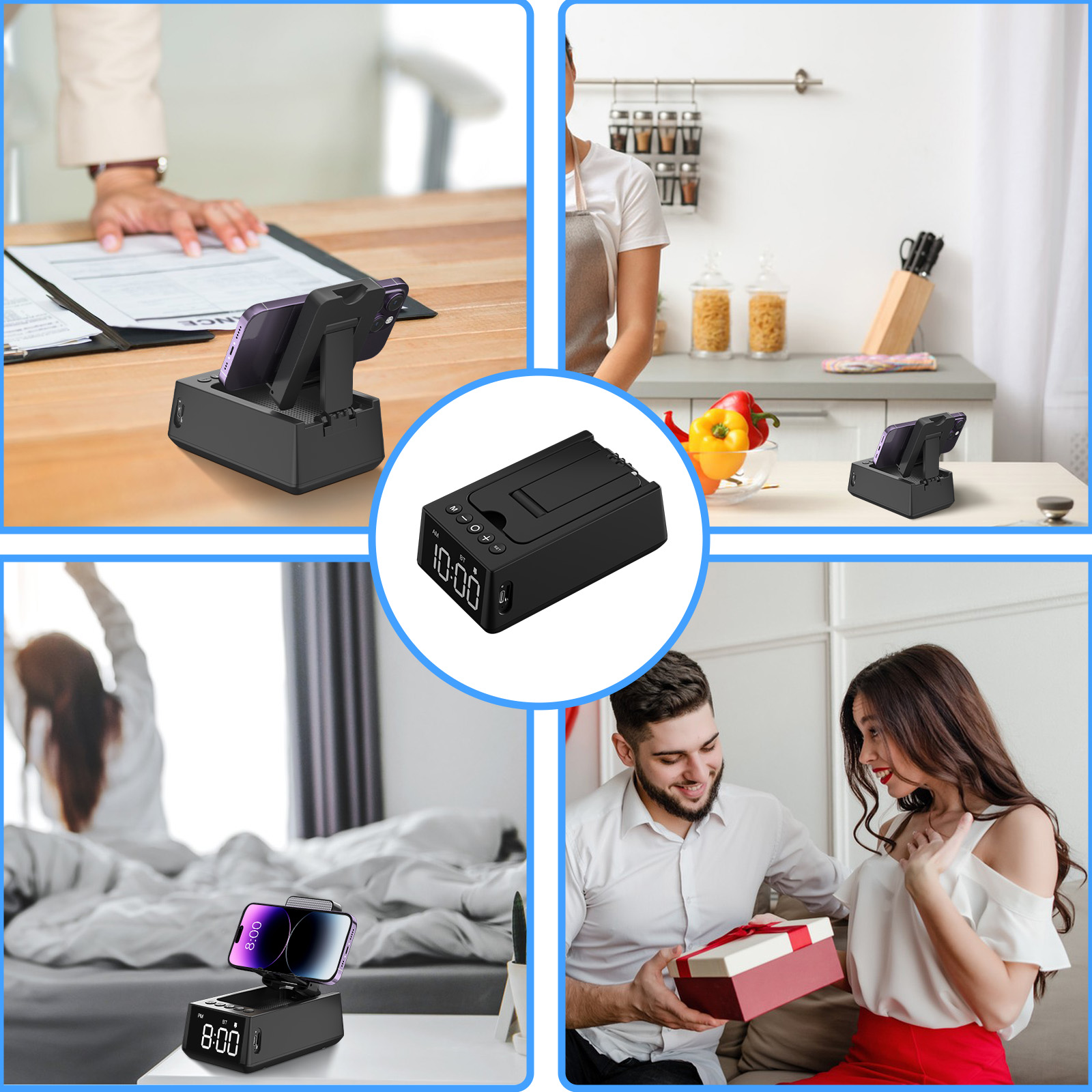 WISE TIGER Bluetooth speaker Foldable 3 in 1 Wireless Speaker with Loud Alarm Clock Cell Phone Stand 12H Display Speaker. 