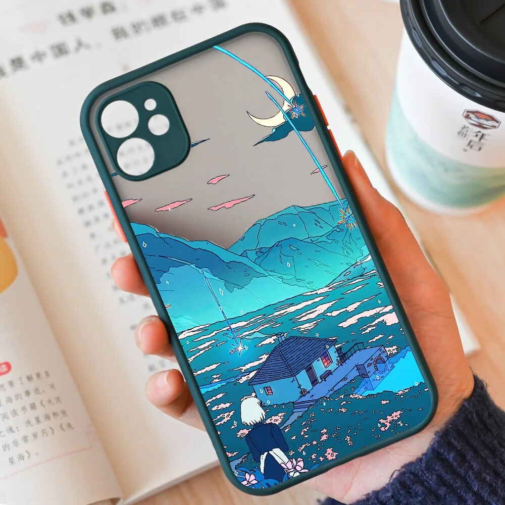 Japanese Anime Scene Aesthetic Clear Phone Case For iPhone 13 12 14 11 15 Pro XS Max Mini XR SE3 7 8 14 Plus Matte Cover Fundas. 