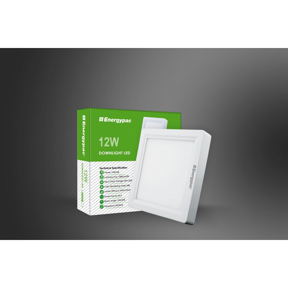 ENERGYPAC SURFACE SQUARE DOWN LIGHT LED 12W. 