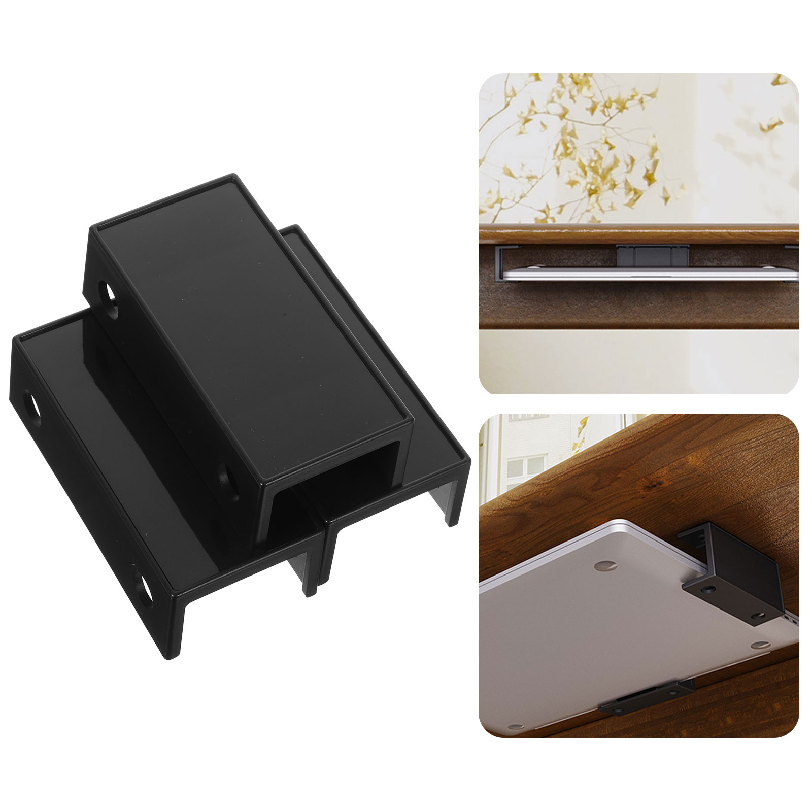 Under Desk Laptop Stand Keyboard Router Wall Mount Bracket (Black) Shelf for Laptops Accessories Computer Holder. 