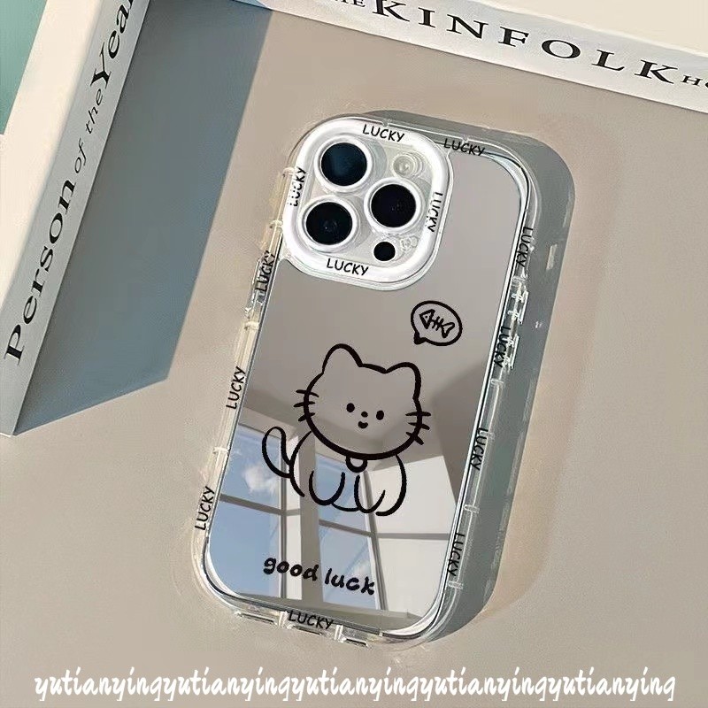 For Infinix Tecno Spark GO 2024 20C 20 Smart 8Plus 8Pro 8HD Pop8 Hot 30i 40i 9 Play 40 Pro Camon 20 Note 40 Simple Cute Cat Cartoon Puppy Make Up Mirror Soft Case