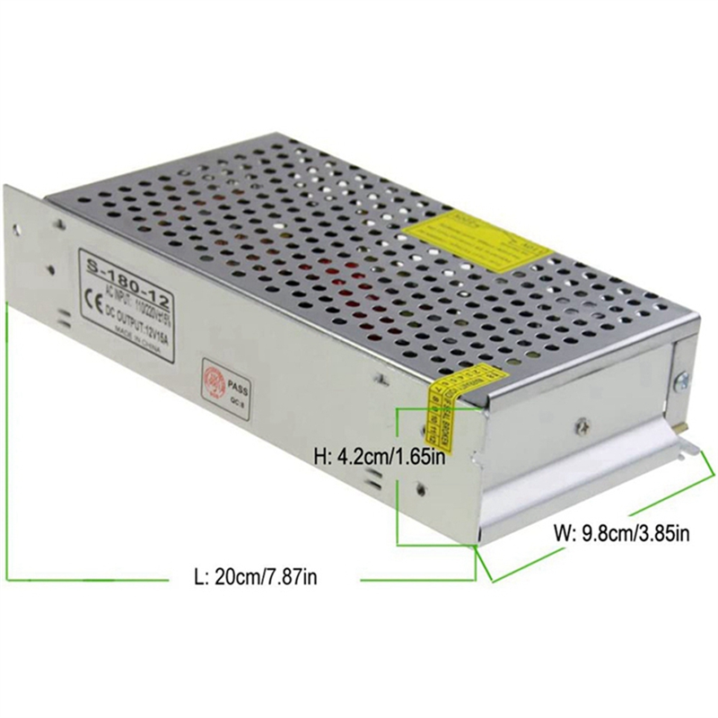 2X DC 12V 15A 180W Power Supply Transformer Switch AC 110V / 220V to DC 12V 20Amp Switching Adapter Converter LED(15A). 