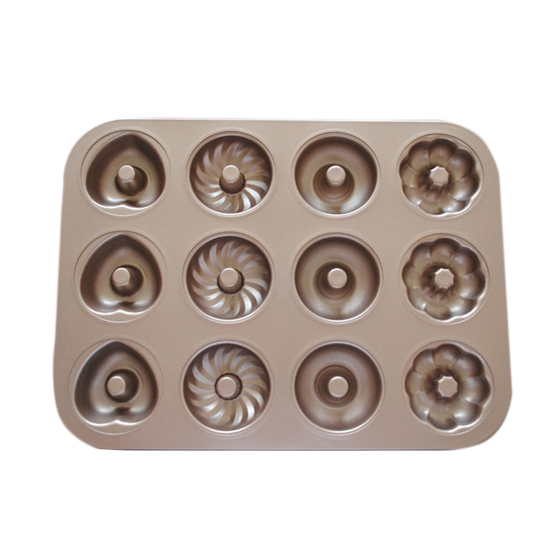 Donut Mould Mini Fluted Ring Cake Tins 12 Hole 7cm Non Stick Carbon