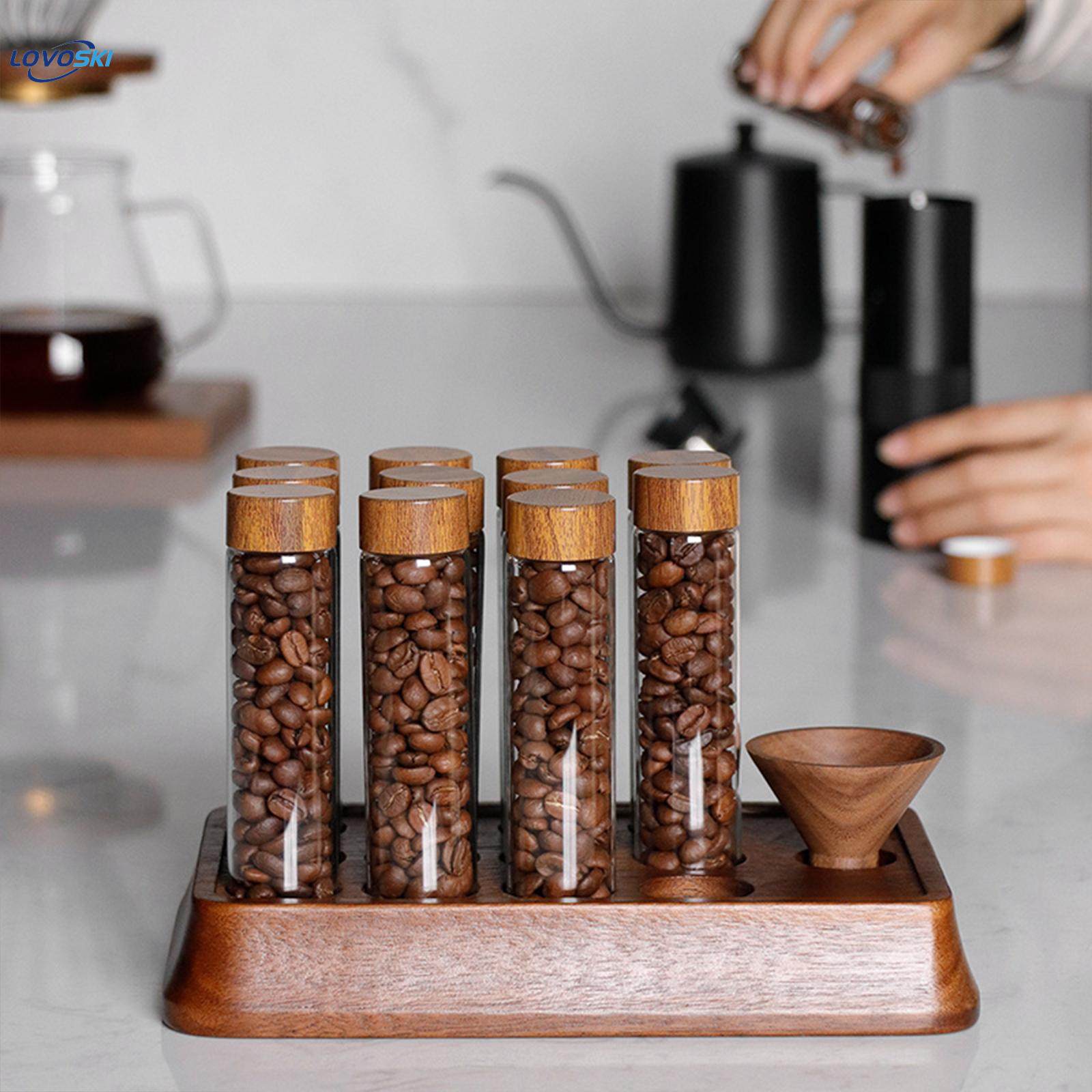 Coffee Bean Dispenser with Display Rack for Coffee Shop Countertop Bar. 
