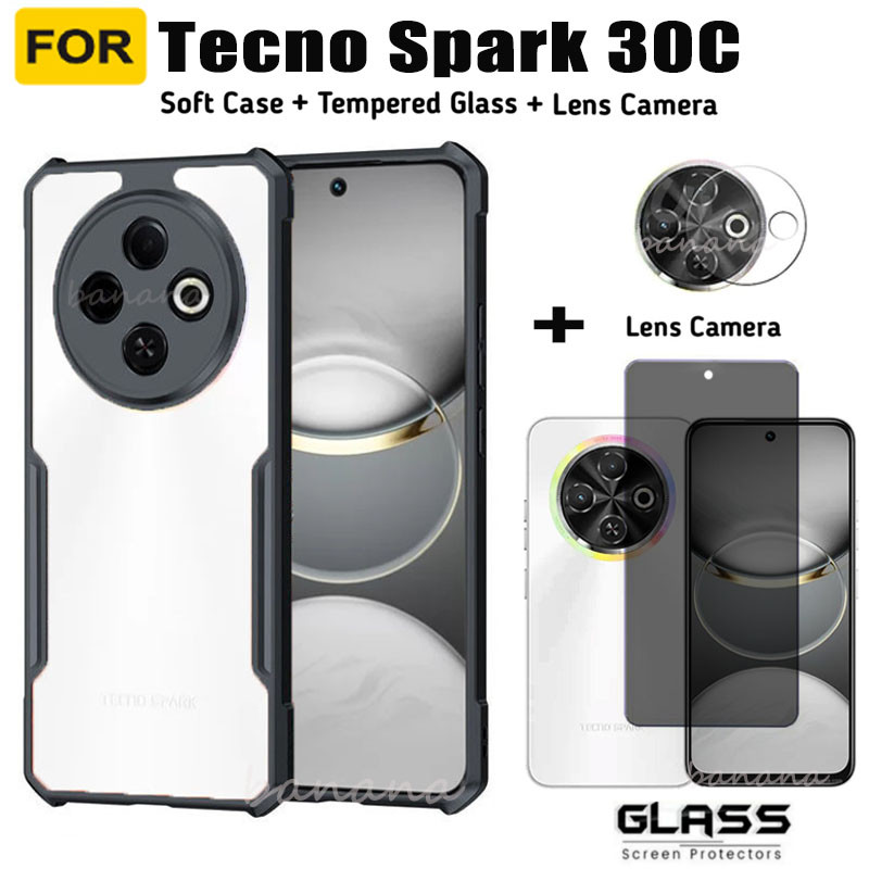 For Tecno Spark 30C Shockproof Phone Case Spark30C 30 C Privacy Tempered Glass Screen Protector