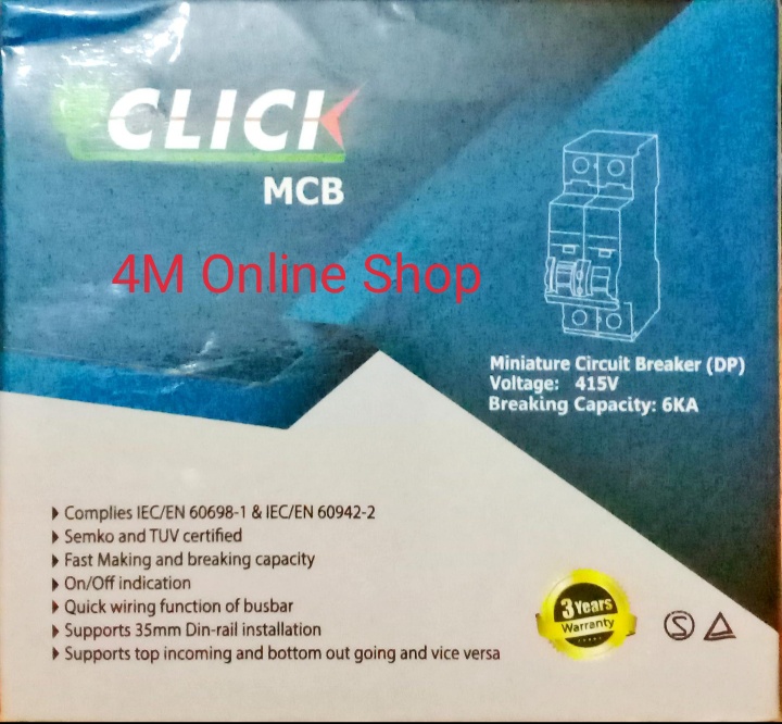 Click Circuit Breaker MCB  2P 50A C 6KA. 