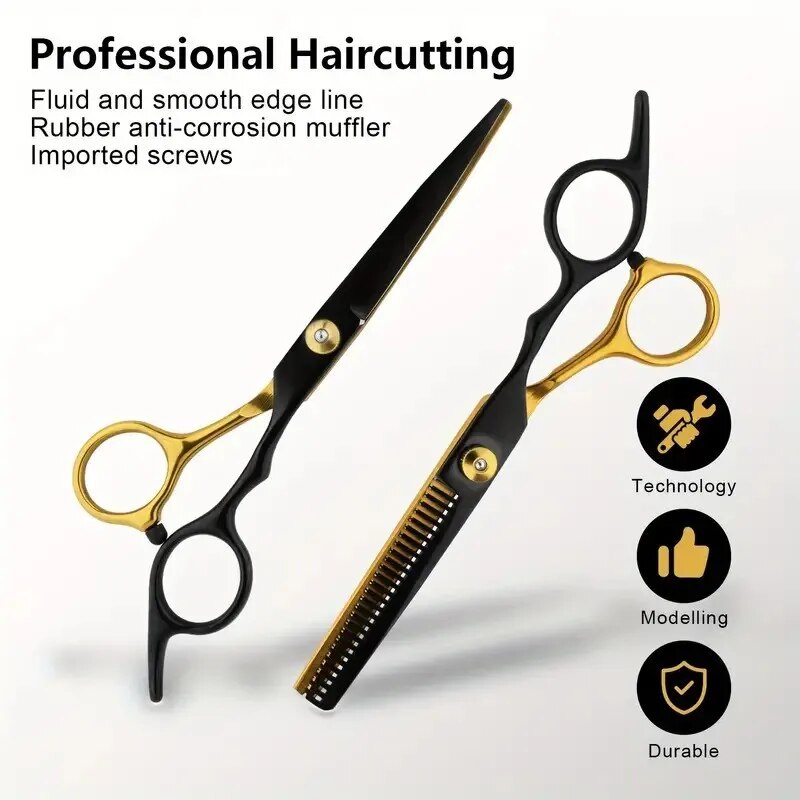 Hair Cutting Scissors Set, Professional Haircut Scissors Kit With Cutting Scissors, Thinning Scissors, Comb, Cape, Clips,Hairdre. 