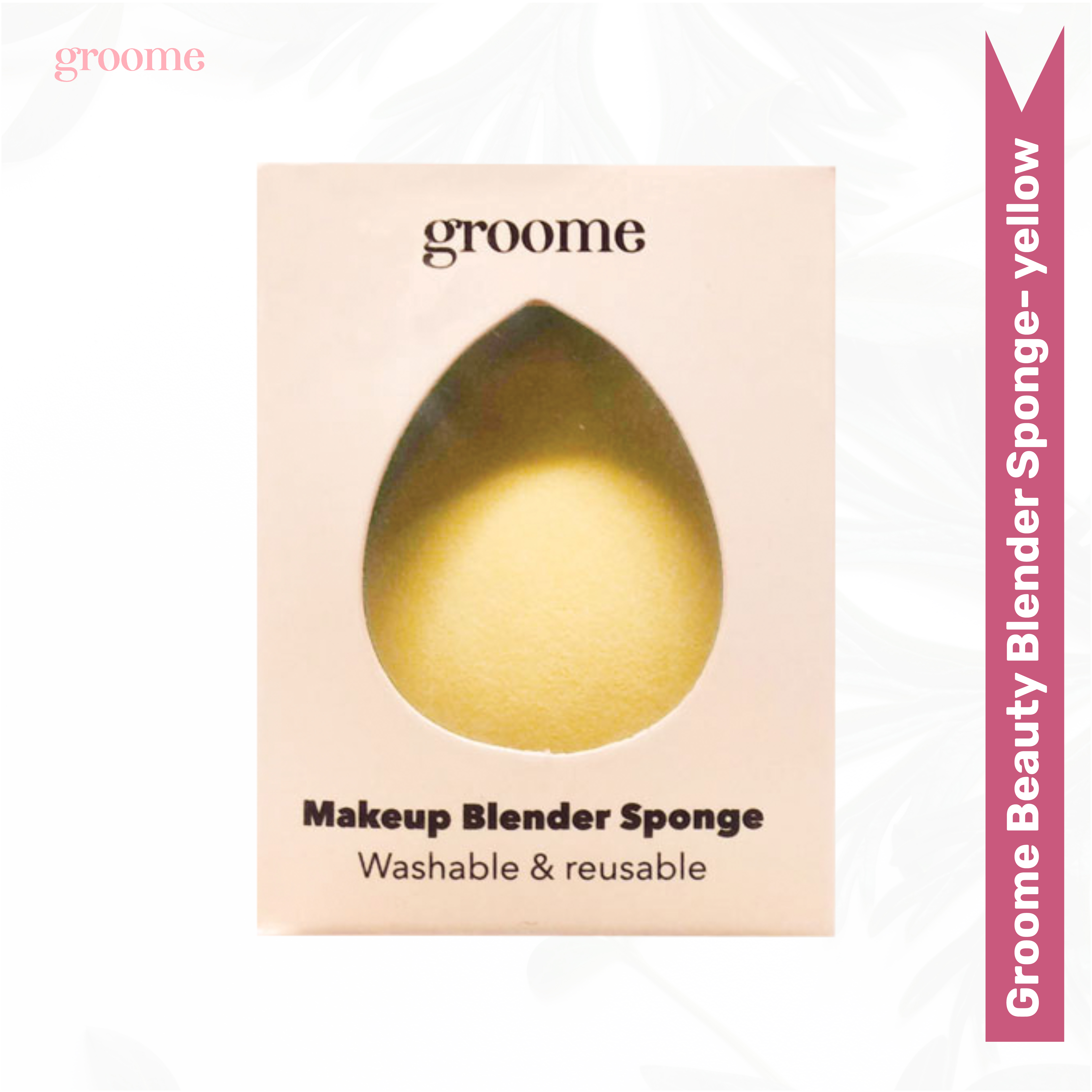 Groome Makeup Blender Sponge (Color: Yellow) seamless application flawless finish with buildable coverage hard-to-reach areas easy to clean